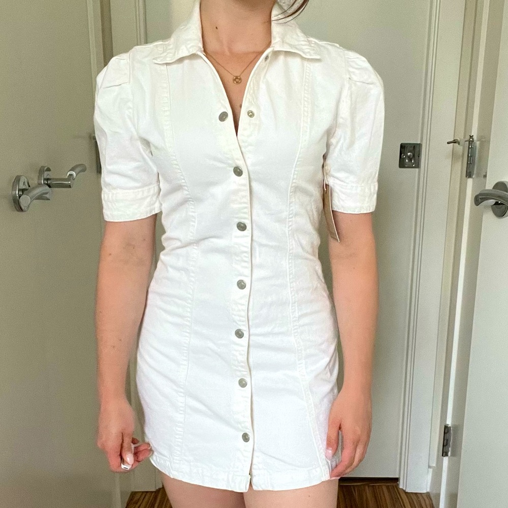 Lonestar Cotton White Button up dress